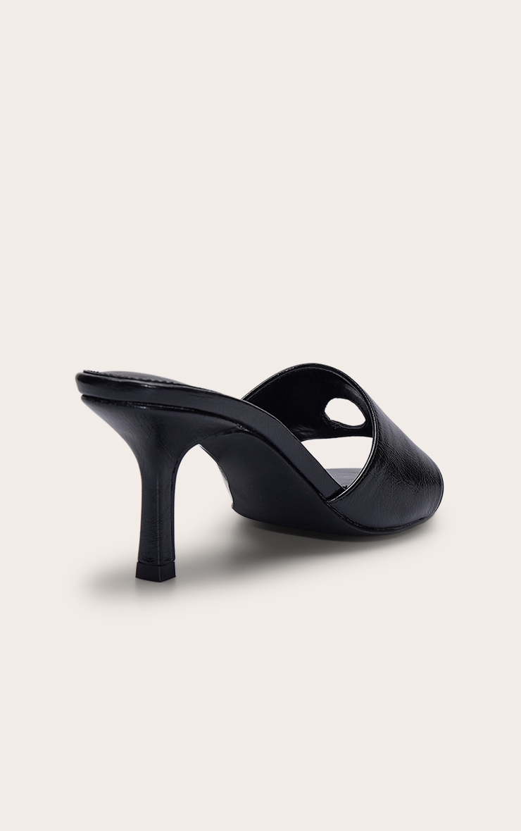 Black Faux Leather Toe Ring Kitten Heel Mule image 4