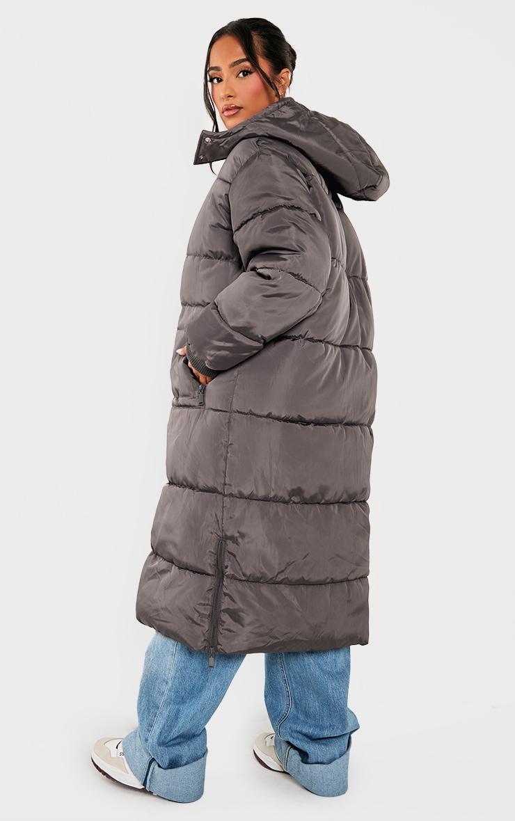 Petite Charcoal Long Puffer Coat image 2