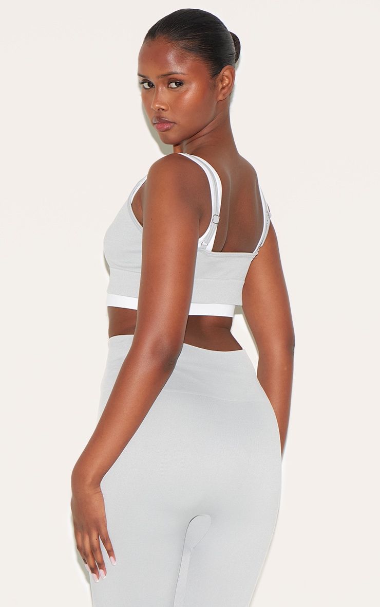 Light Grey Seamless Double Layered Sports Bra image 2