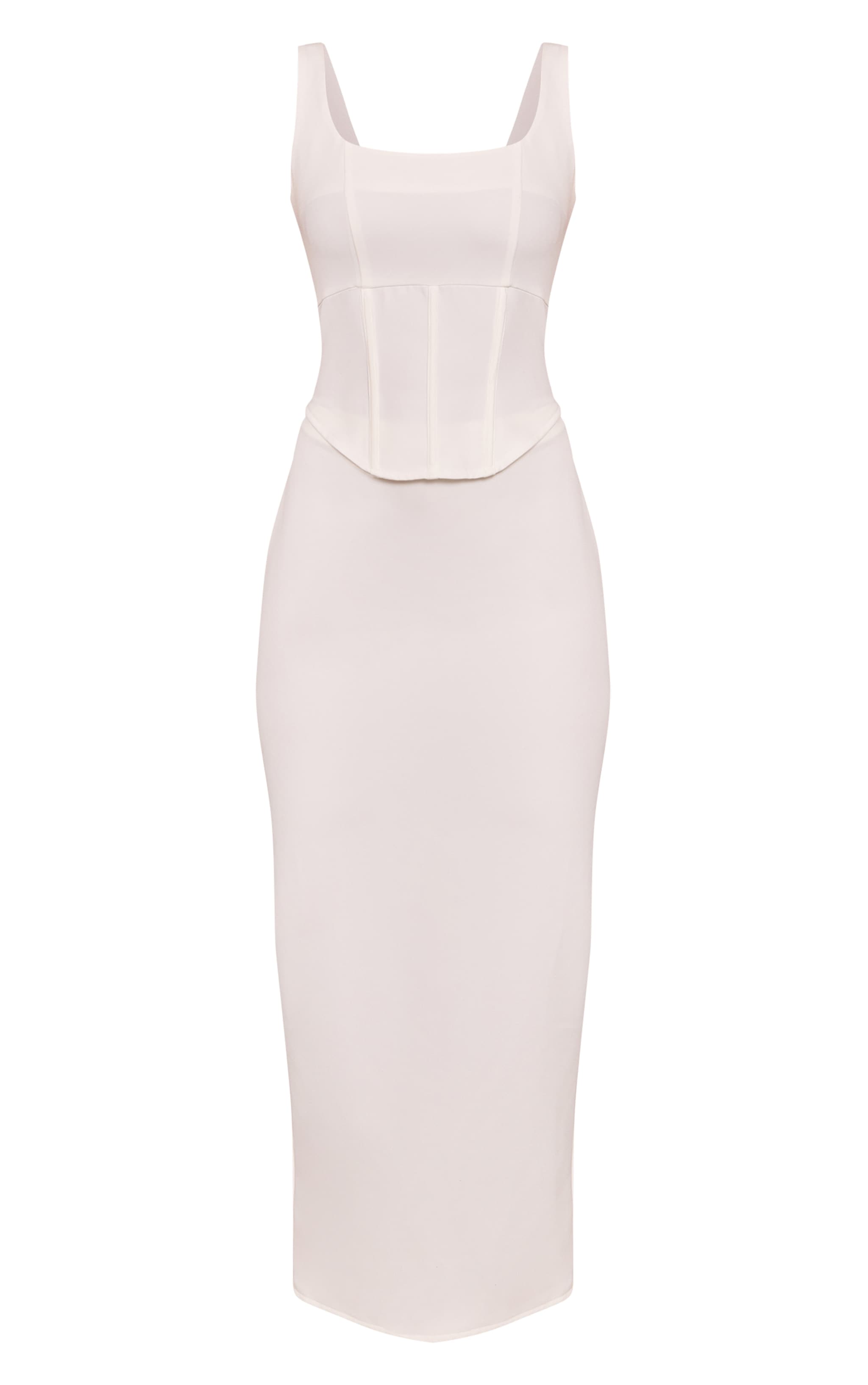 White Woven Corset Detail Maxi Dress image 5