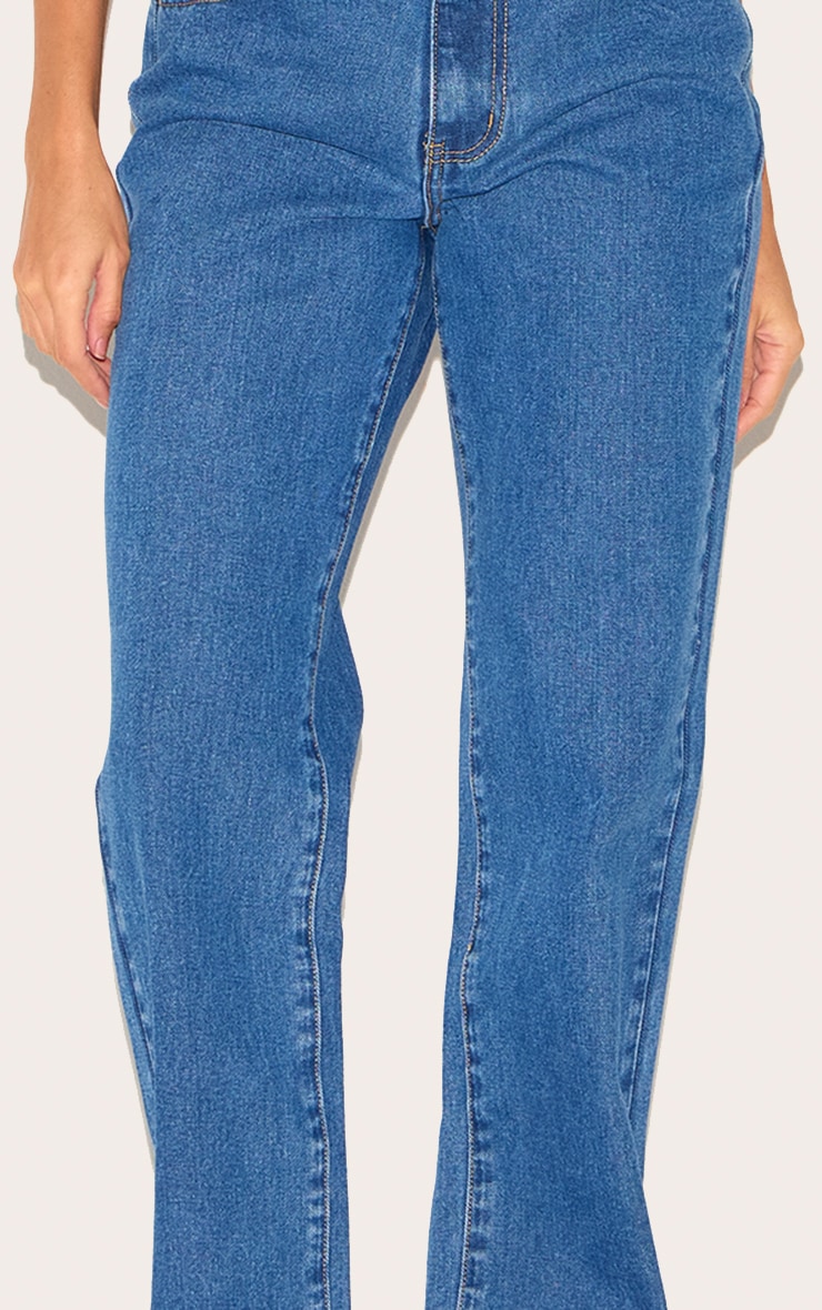 PRETTYLITTLETHING Dark Blue High Waist Straight Leg Jeans image 4