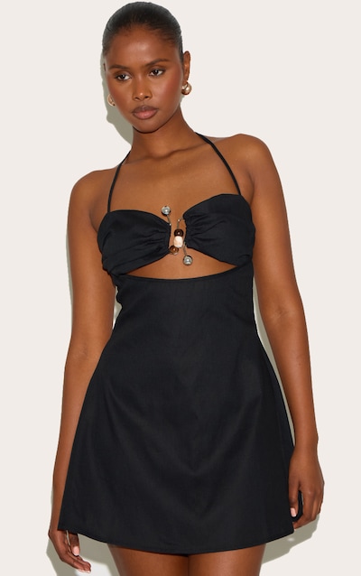Robe droite noire à émpiècement