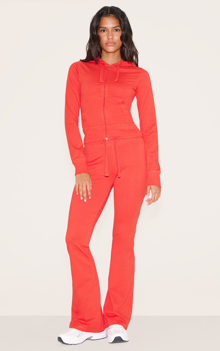 Red Zip Up Fitted Track Top image 3
