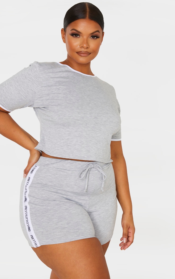 PRETTYLITTLETHING Plus Grey PJ Short Set