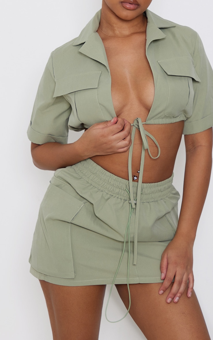 Petite Sage Green Cargo Mini Skirt image 5