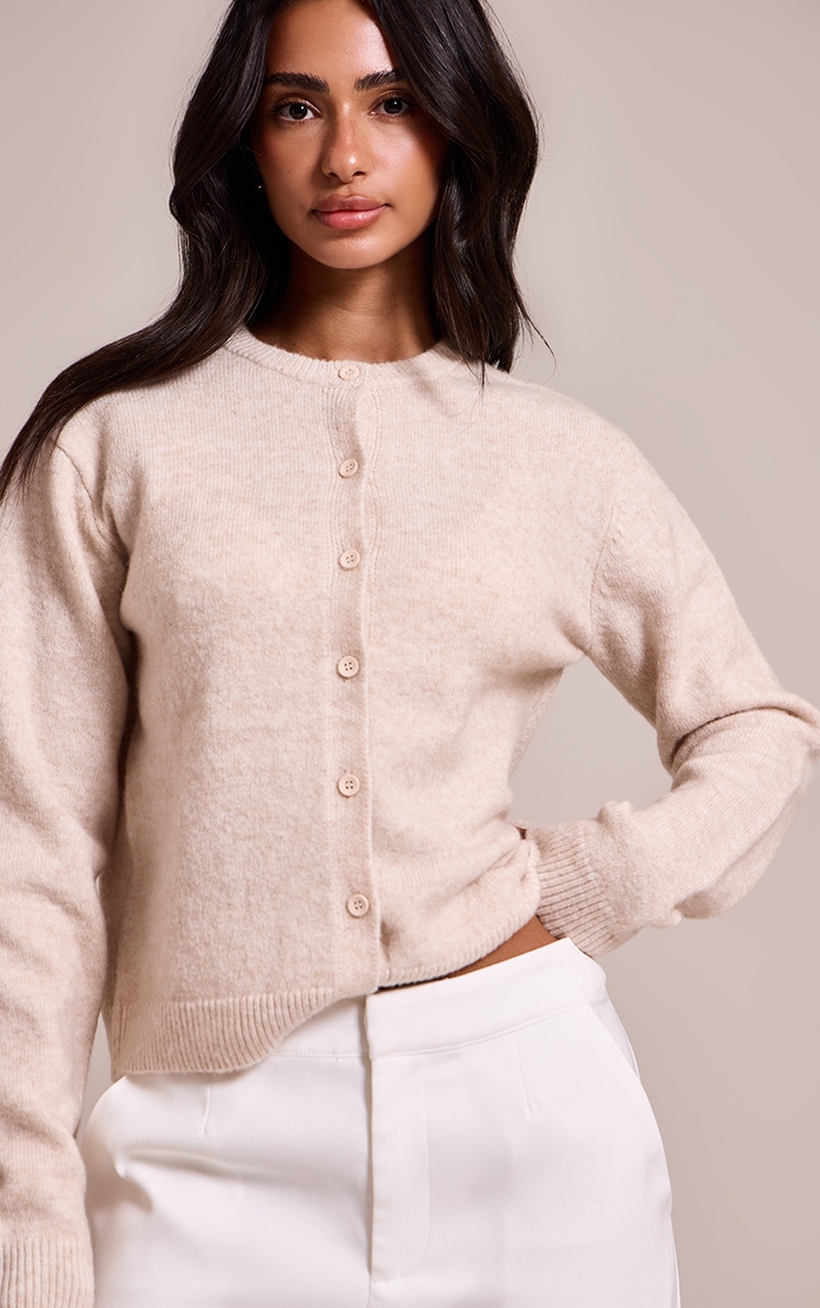 Petite Oatmeal Knit Button Through Cardigan image 4