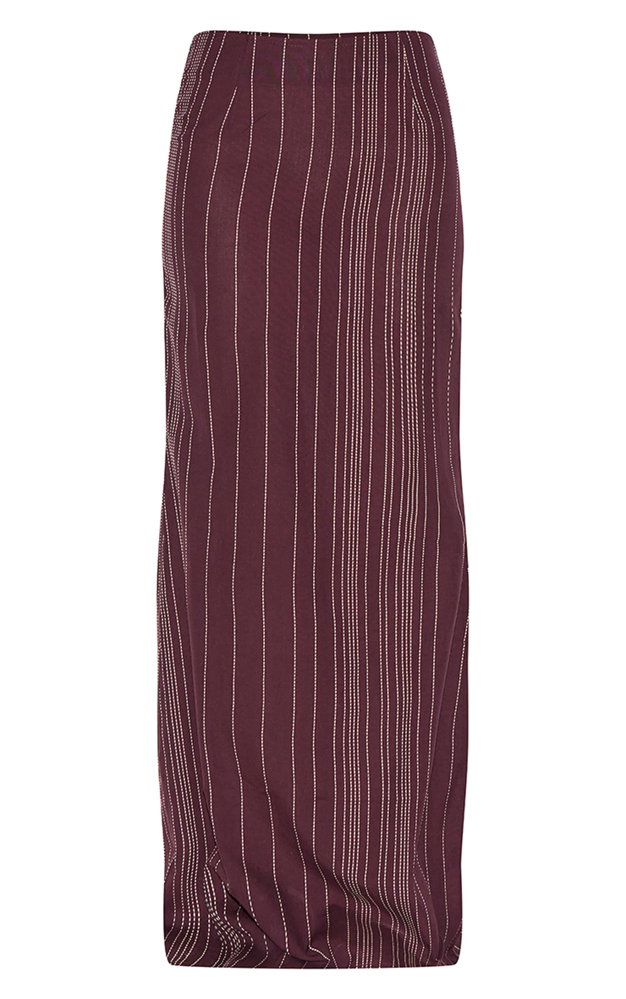 Tall Dark Brown Embroidered Stripe Maxi Skirt image 5