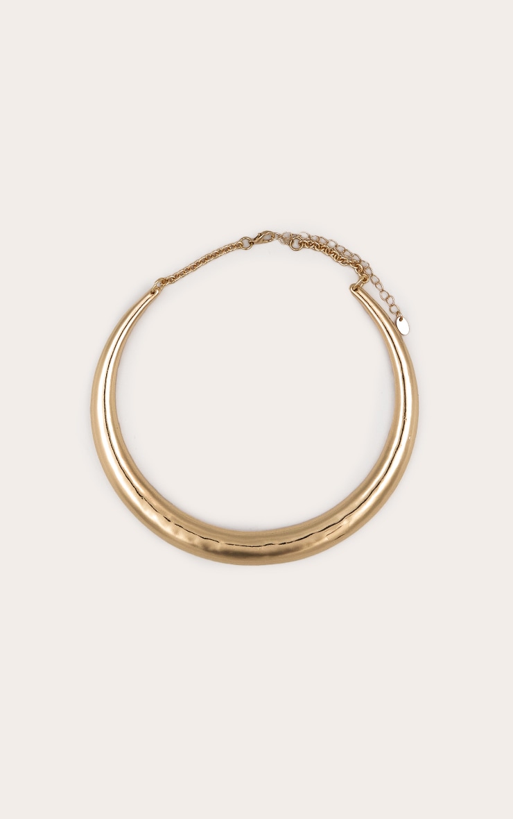 Gold Smooth Chunky Curved Necklace image 2