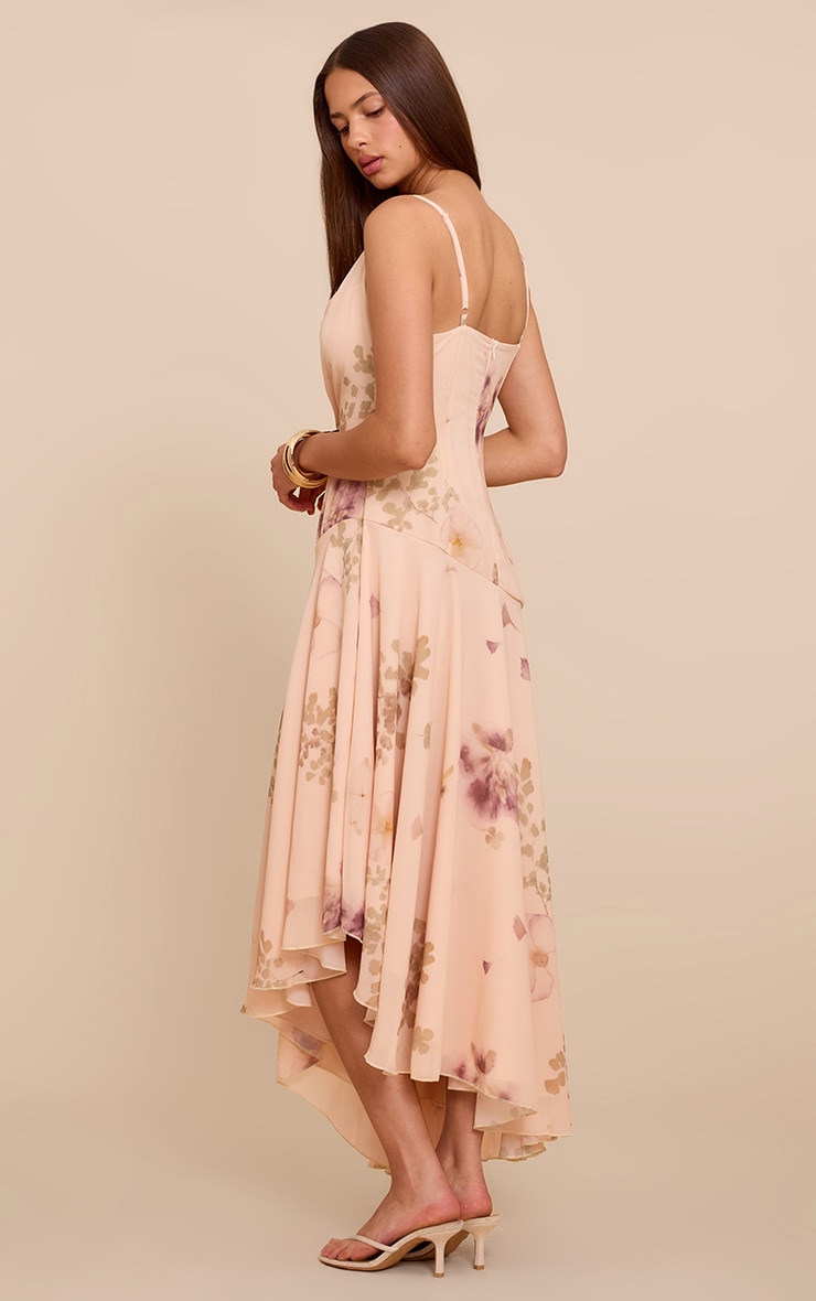 Cream Printed Strappy Cowl Neck Maxi Dress image 2