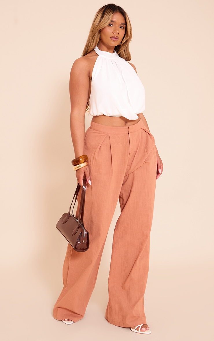 Shape White Chiffon Halterneck Open Back Top image 3