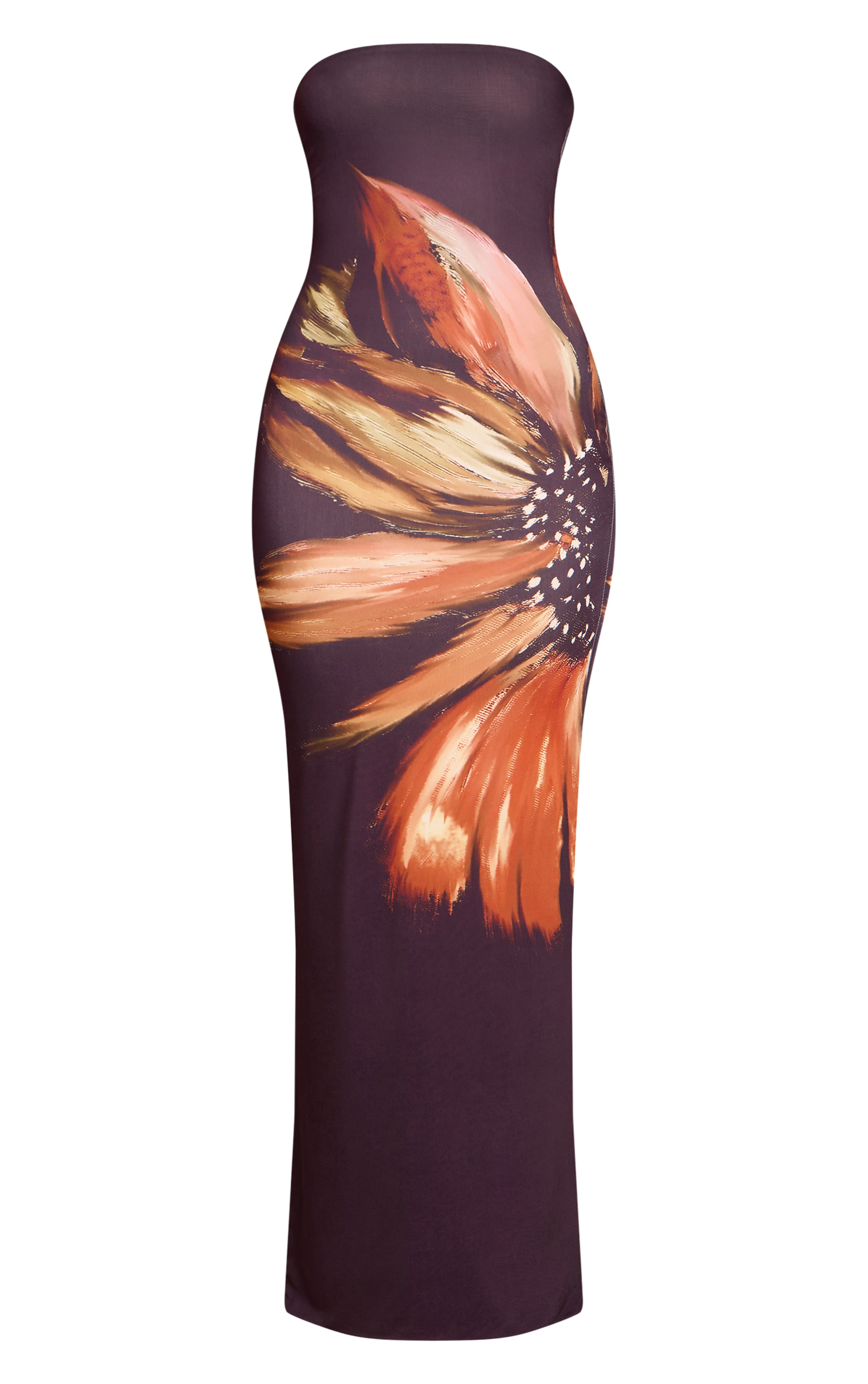 Black Flower Print Bandeau Maxi Dress image 5
