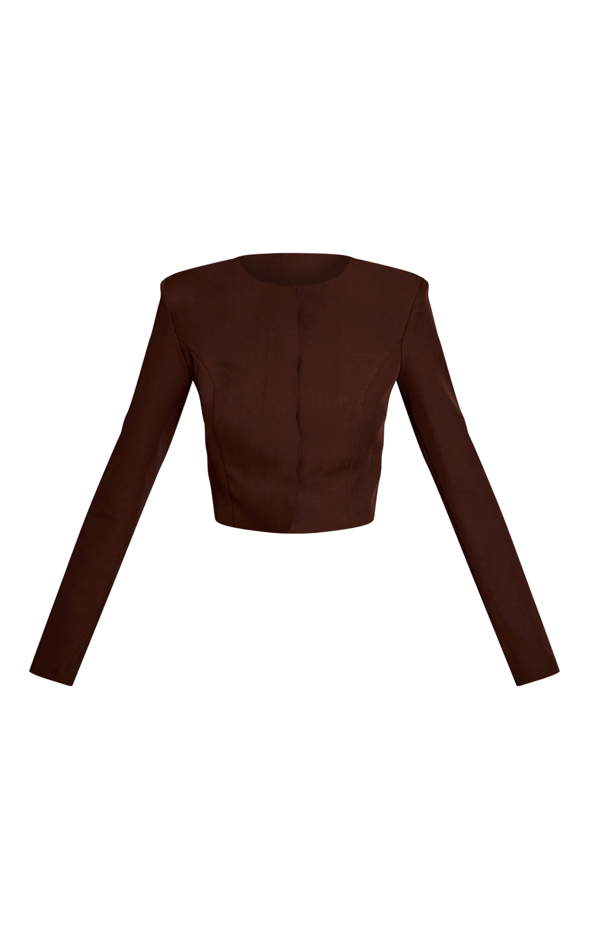 Dark Brown Tailored Woven Cropped Blazer Co-ords PLT