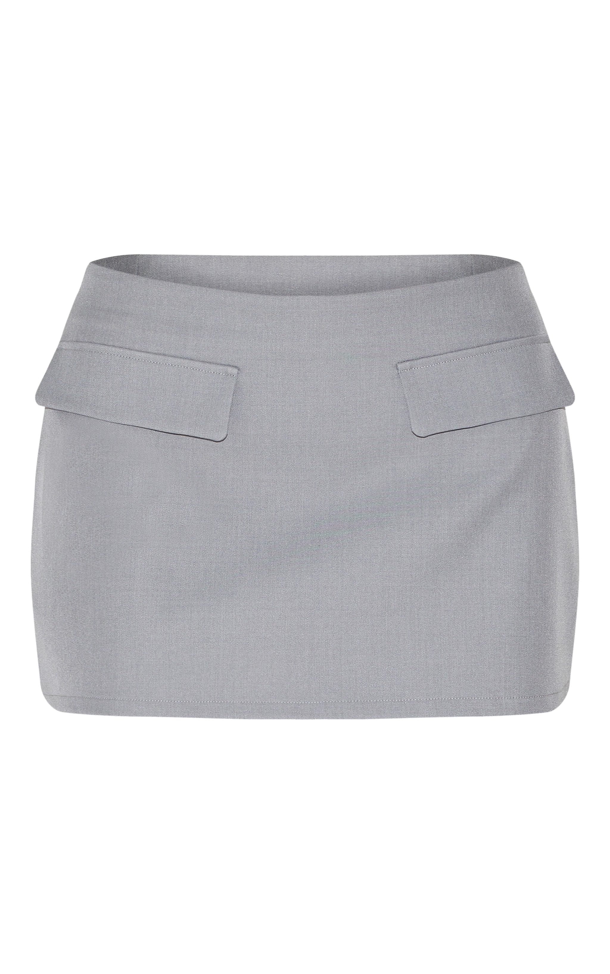 Pale Grey Pocket Detail Structured Tailored Woven Mini Skirt image 6