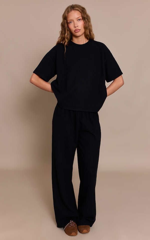 Black Soft Touch Wide Leg Track Pants