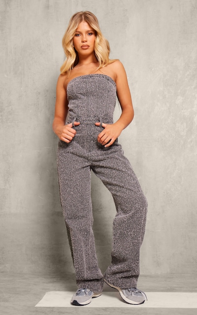 Grey Bobble Straight Leg Corset Jumpsuit