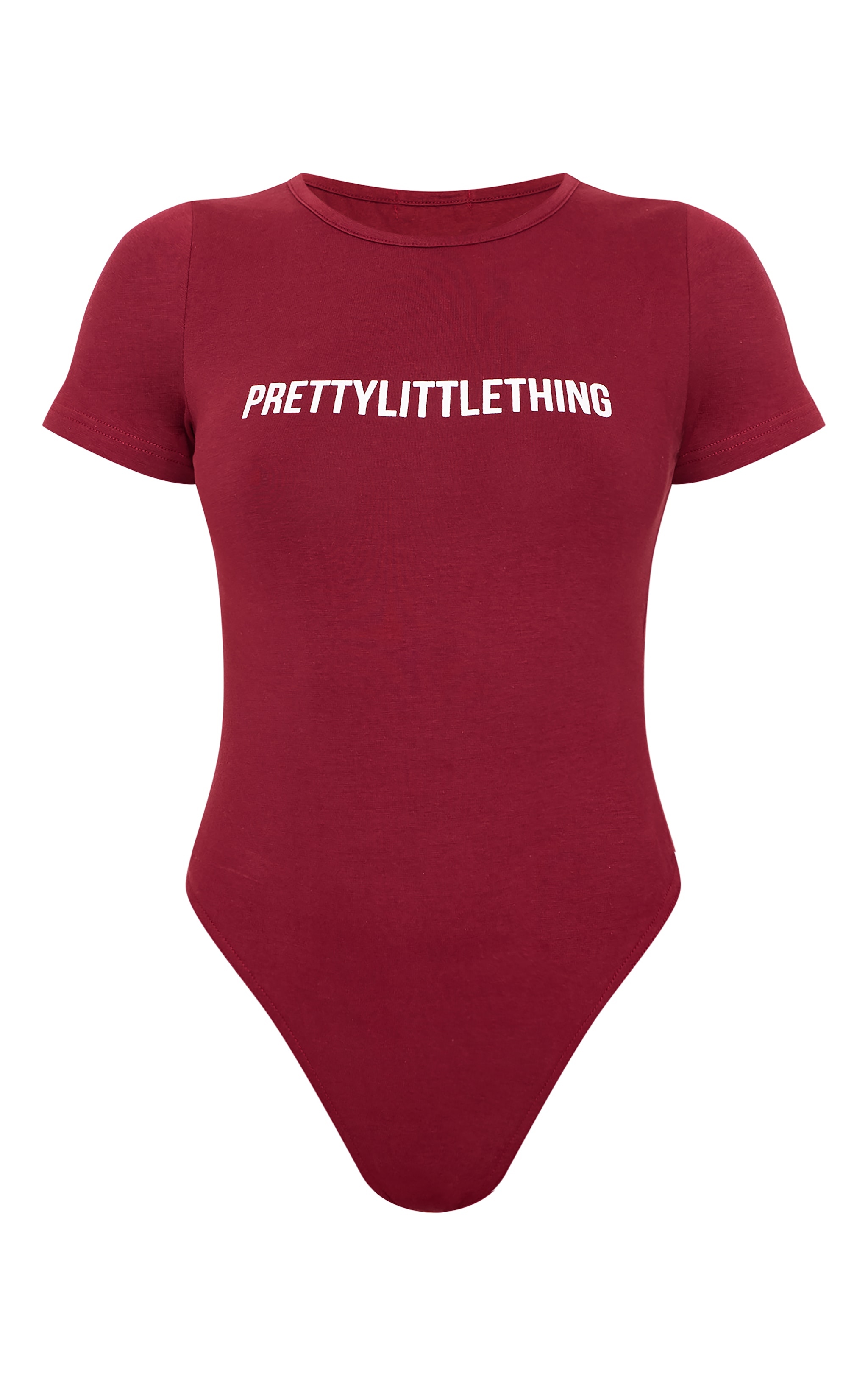 PRETTYLITTLETHING Burgundy Puff Print Short Sleeve Bodysuit image 5