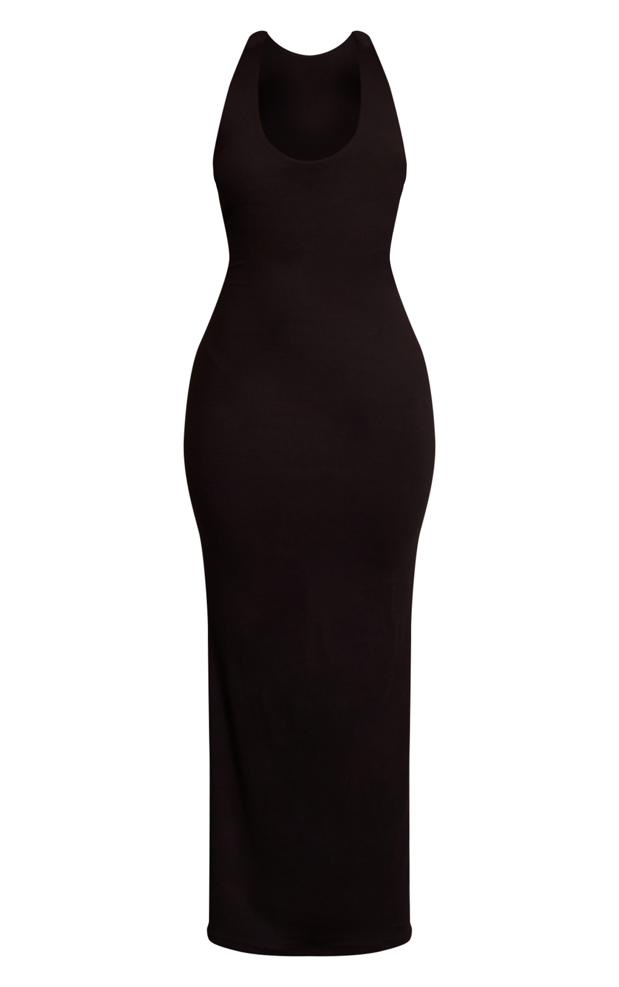 Petite Black Scoop Neck Contour Jersey Racer Back Maxi Dress image 5