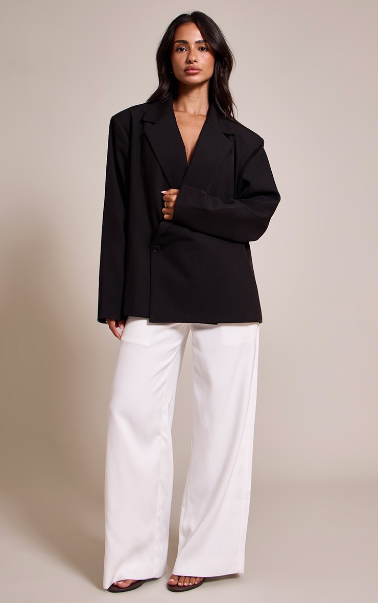 Petite Black Oversized Boxy Crossover Blazer image 3