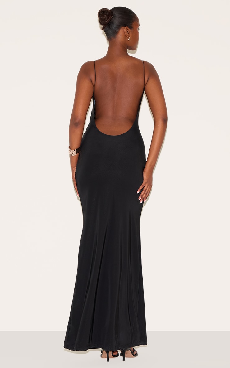 Black Double Layer Slinky Twisted Front Halter Neck Maxi Dress image 2