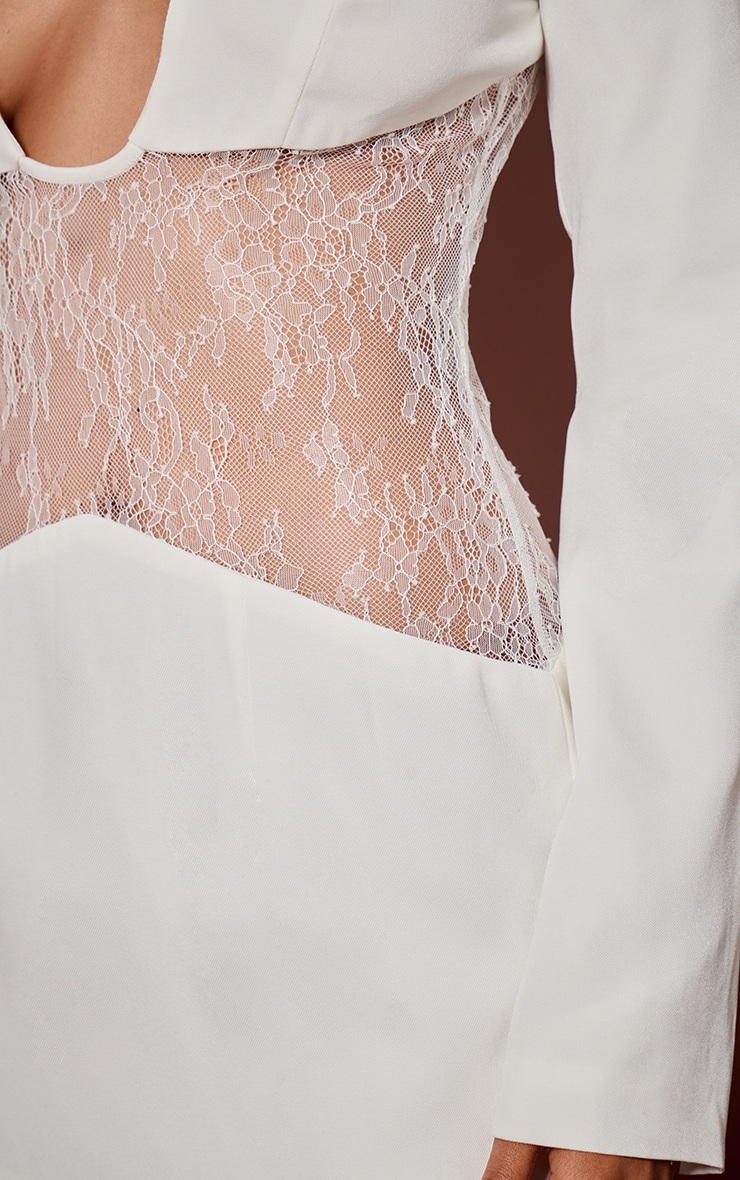 White Lace Cut Out Detail Mini Dress image 4