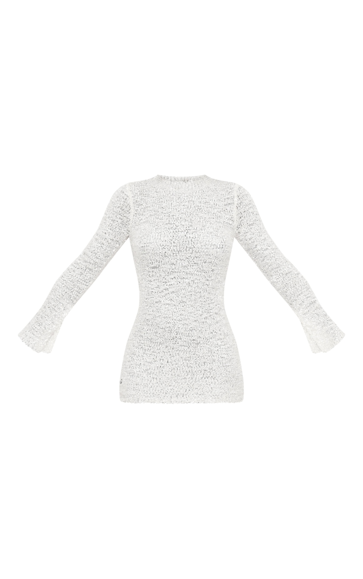 Cream Bobble Knit Long Sleeve Mini Dress image 5