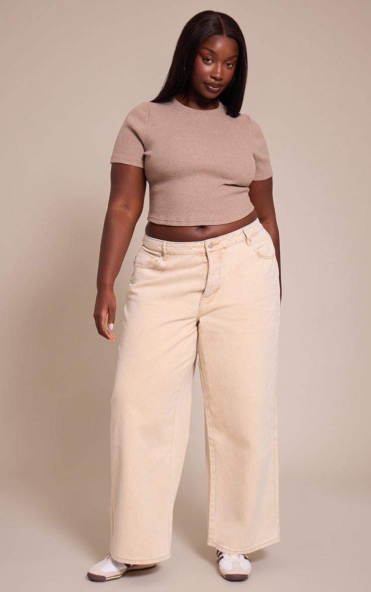 Plus Oatmeal Soft Touch Rib Crop Top image 3