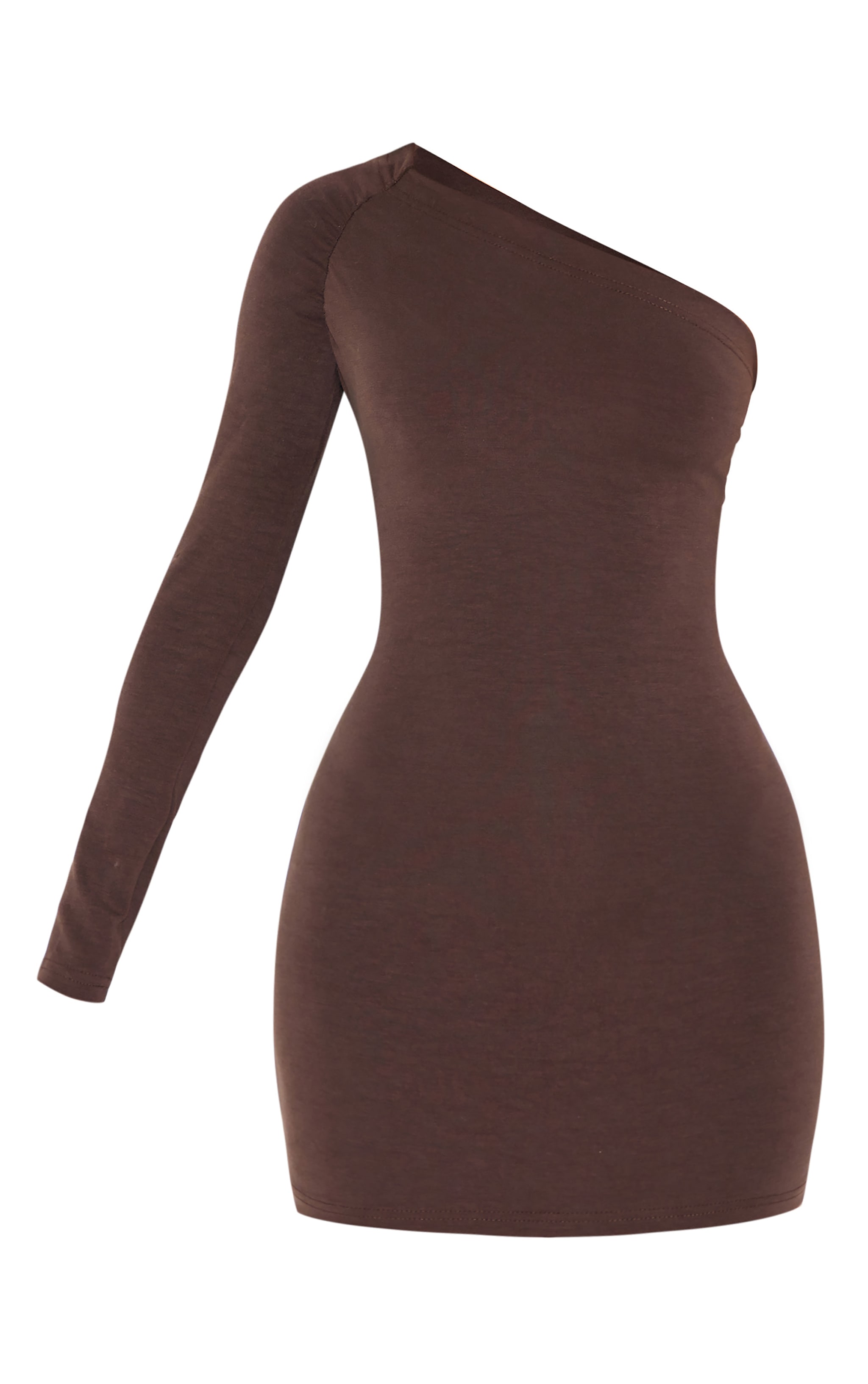 Petite Chocolate Modal One Shoulder Ruched Bodycon Mini Dress image 5