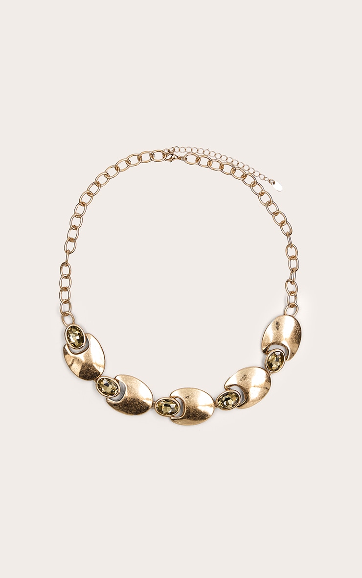 Collier doré effet usé à clous pierres topaz image 2