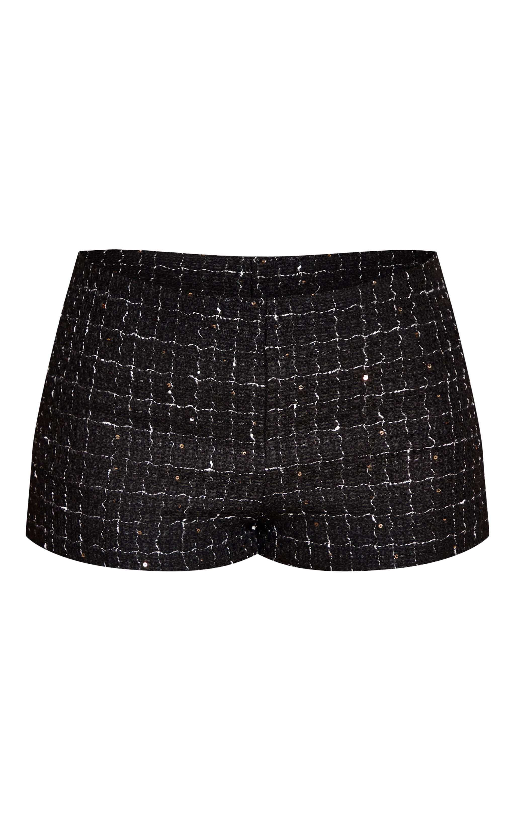 Petite Black Sequin Tweed Mini Shorts  image 6