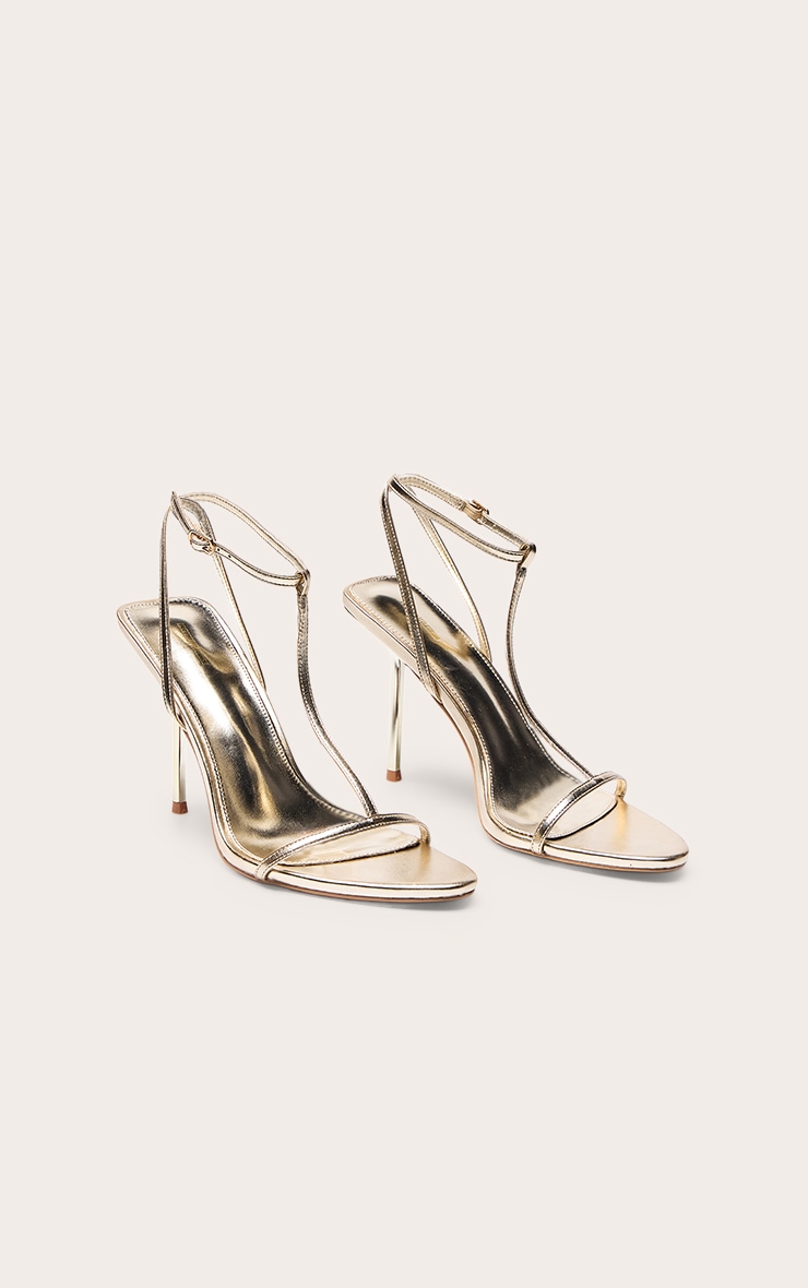 Gold T Bar Almond Toe Heeled Sandals image 3