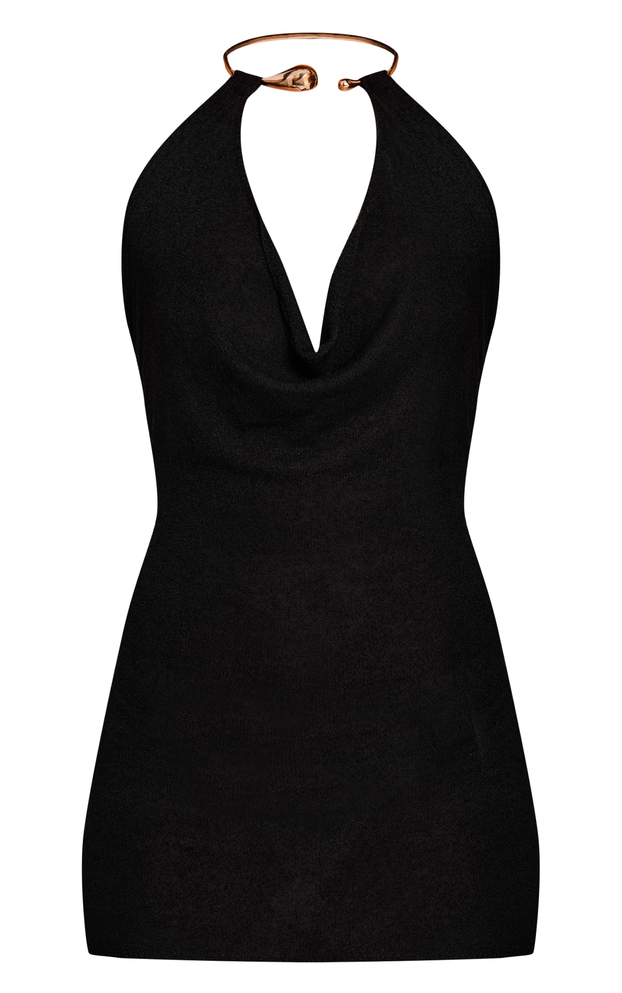 Black Gold Cuff Detail Knitted Mini Dress image 5