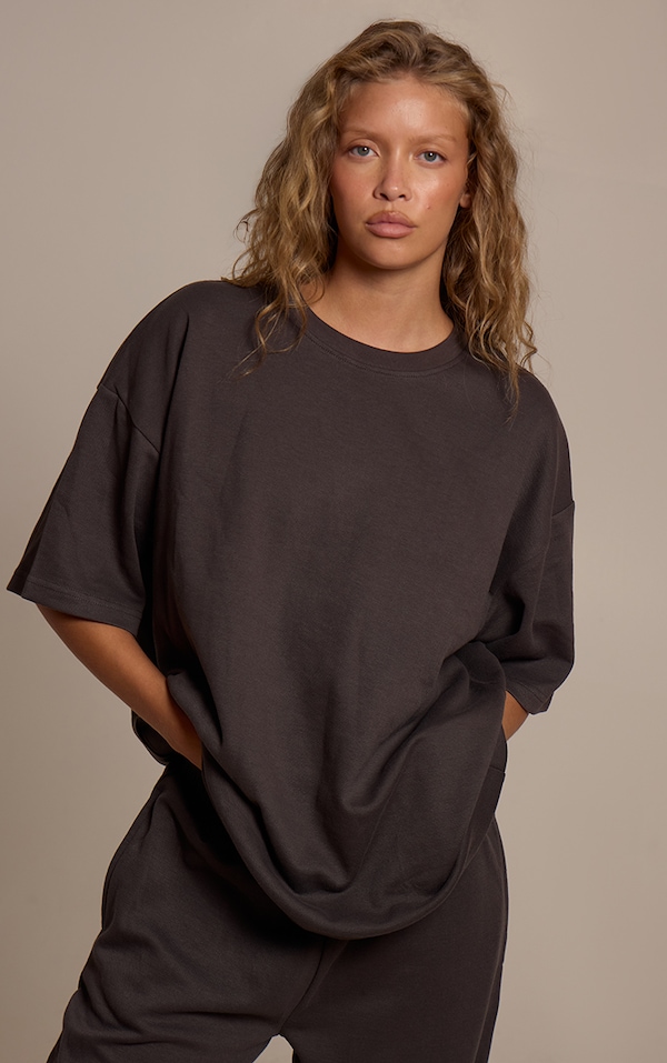 Charcoal Grey Jersey Oversized T-shirt