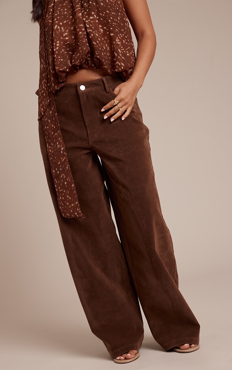 Petite Chocolate Suede Barrel Pants image 2