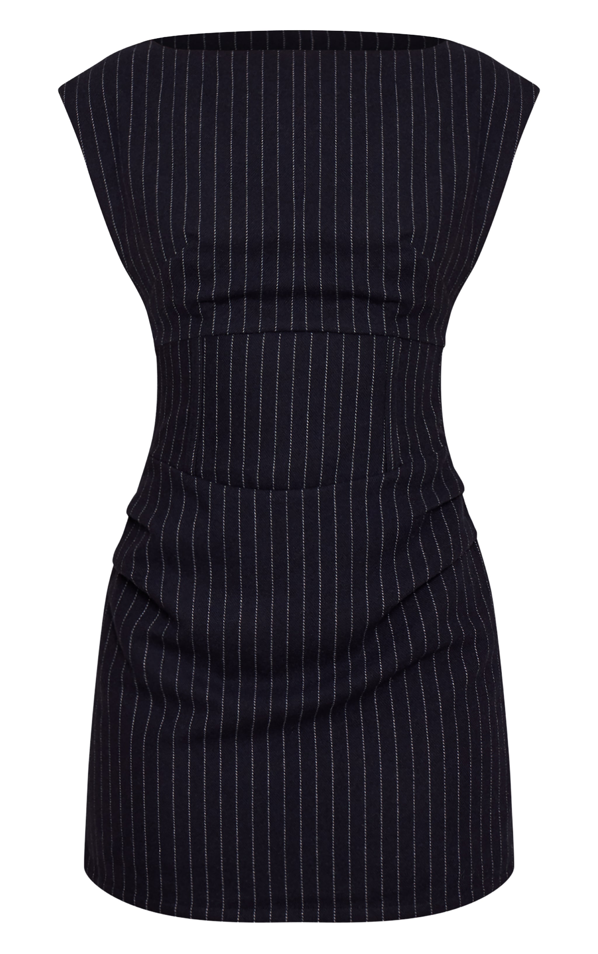 Tall Navy Pinstripe Ruched Bodycon Dress image 5
