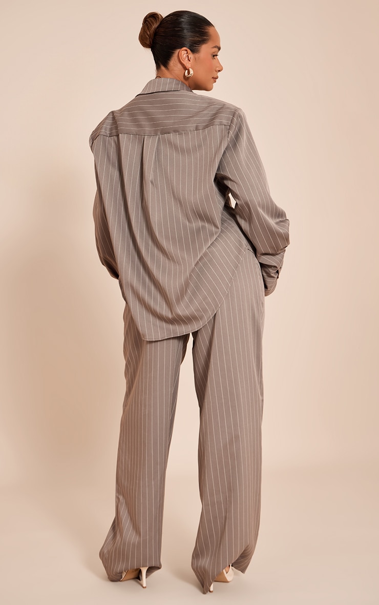 Shape Grey Pinstripe Wide Leg Pants image 3