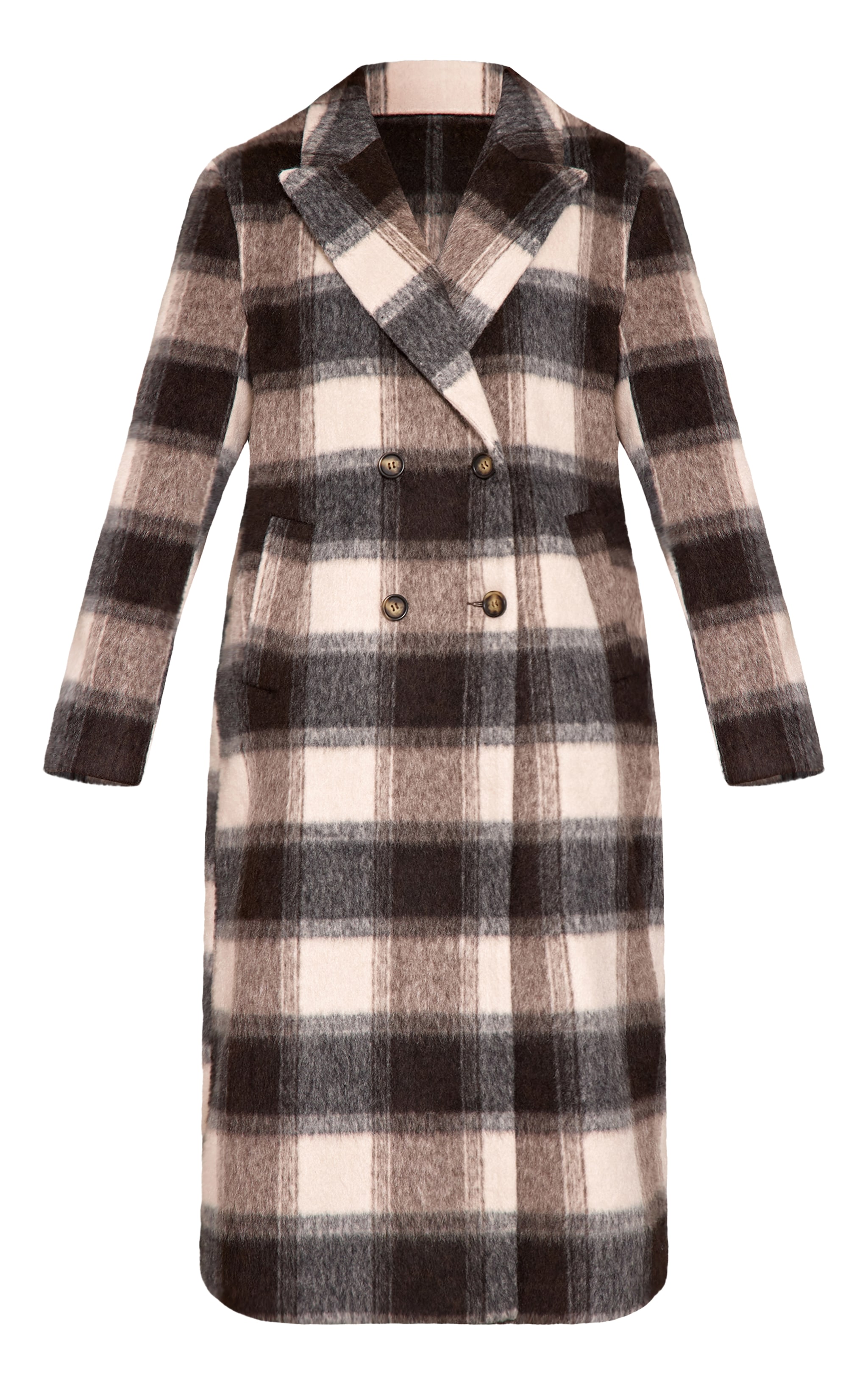 Manteau long structuré en effet laine à carreaux image 5