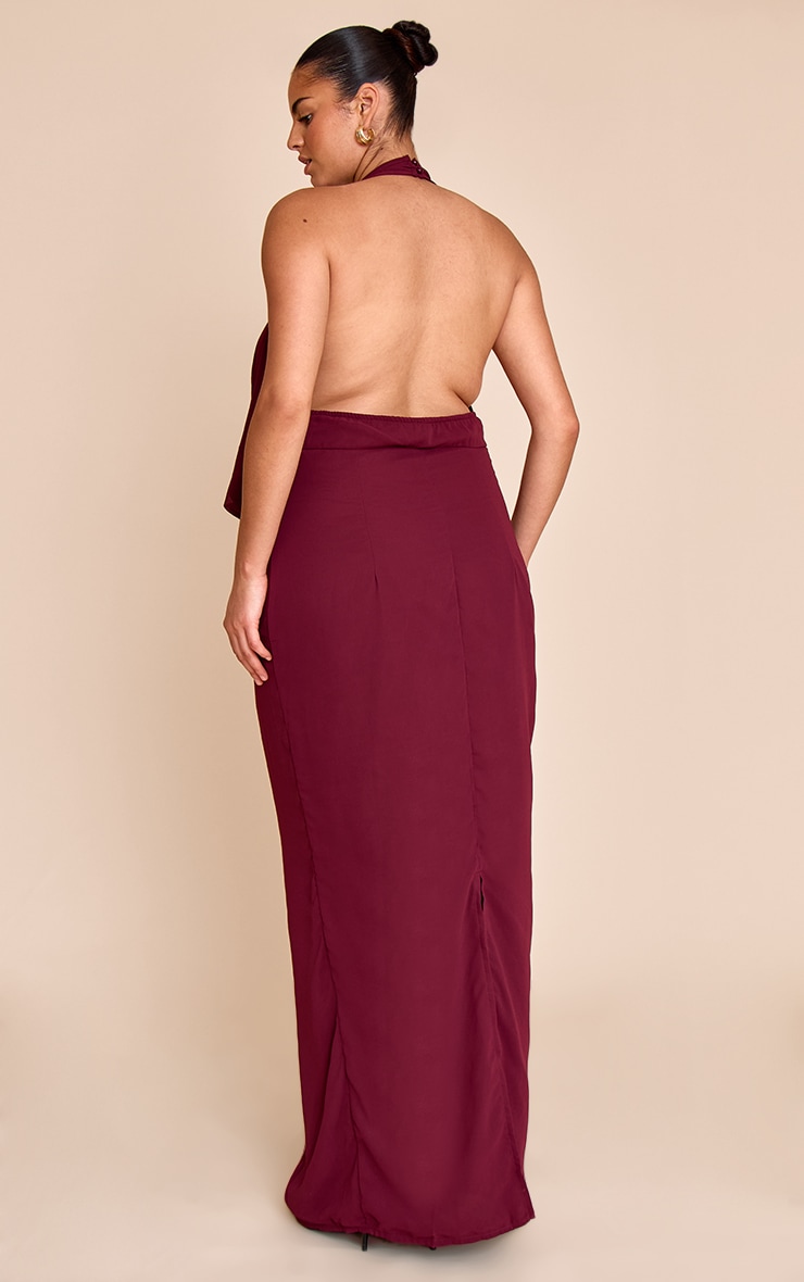 Plus Plum Chiffon Cowl Neck Maxi Dress image 2
