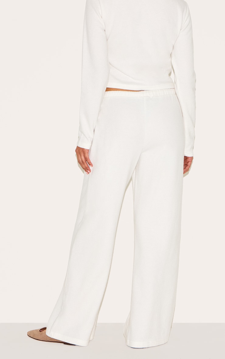 Petite Cream Super Soft Drawstring Wide Leg Pants image 3