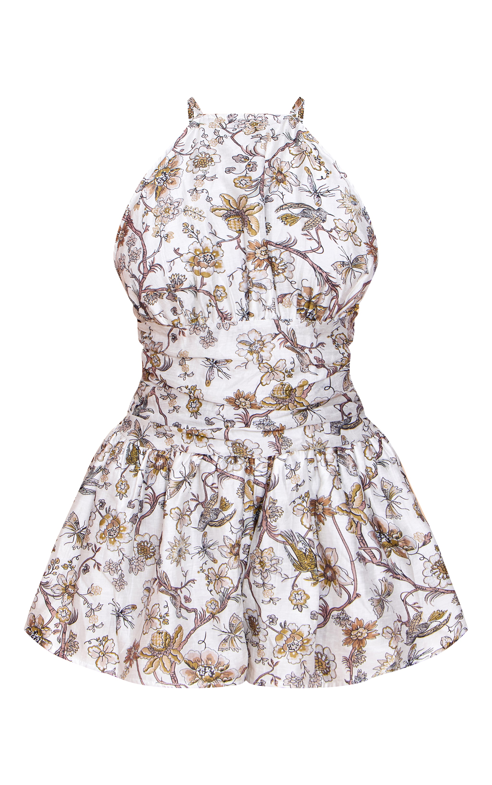 White Floral Woven Halter Neck Playsuit image 5