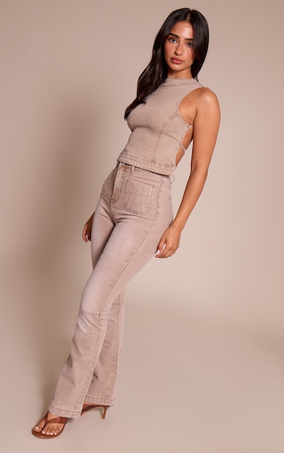 Petite Mushroom Denim Fitted Flared Jeans