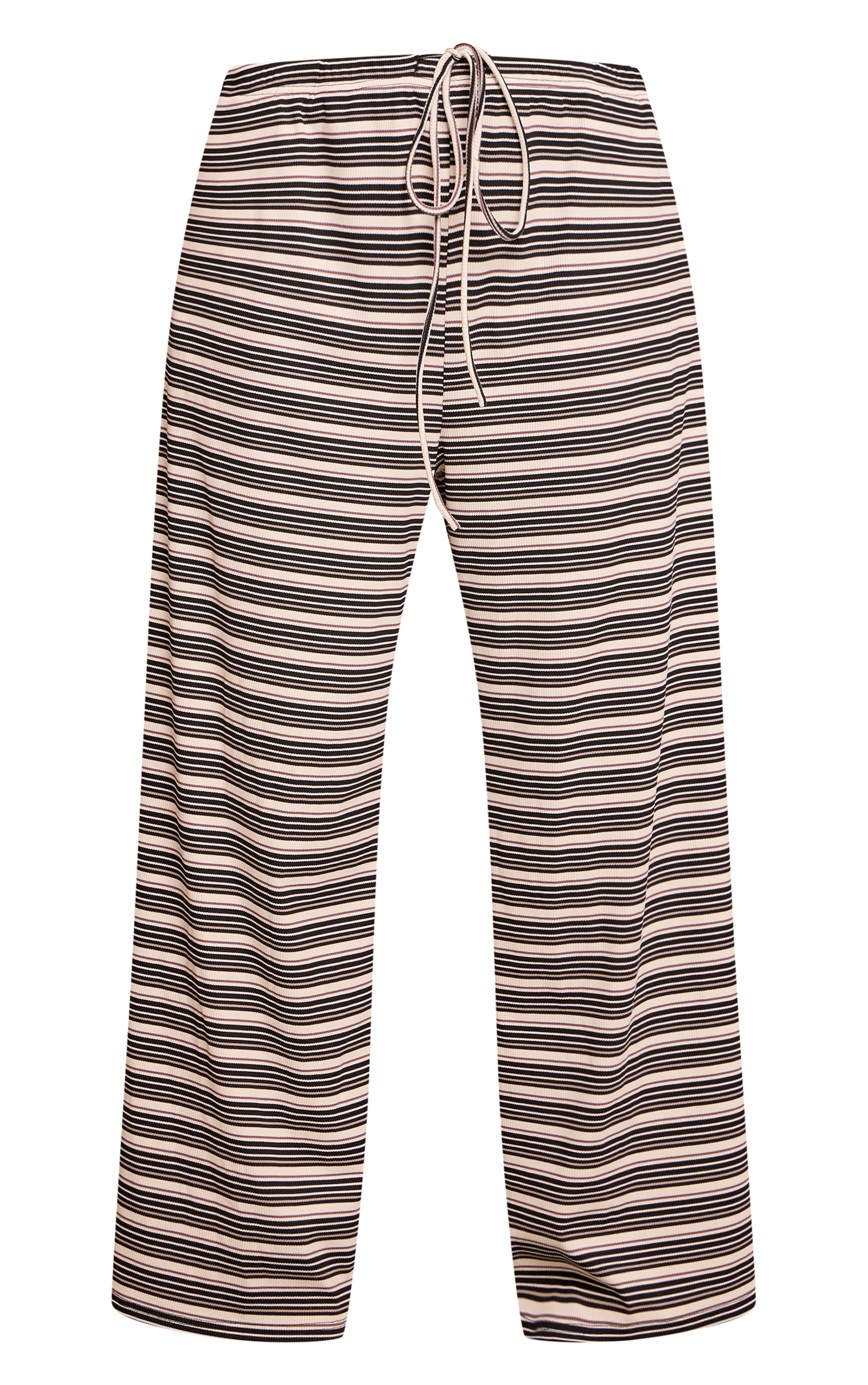 Plus Black Stripe Soft Rib Elasticated Waist Pant image 5