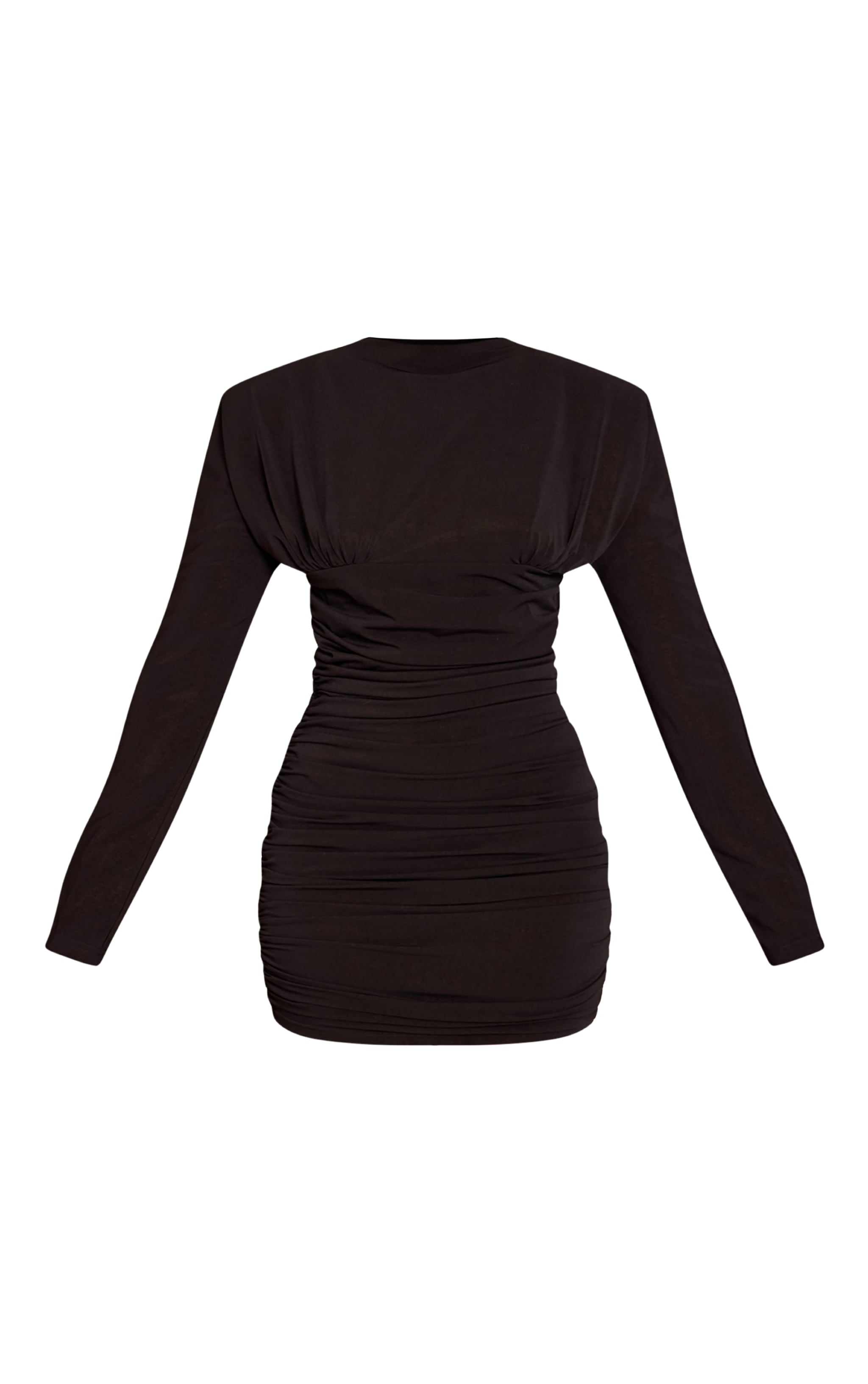 Black Ruched Long Sleeve Bodycon Dress image 5