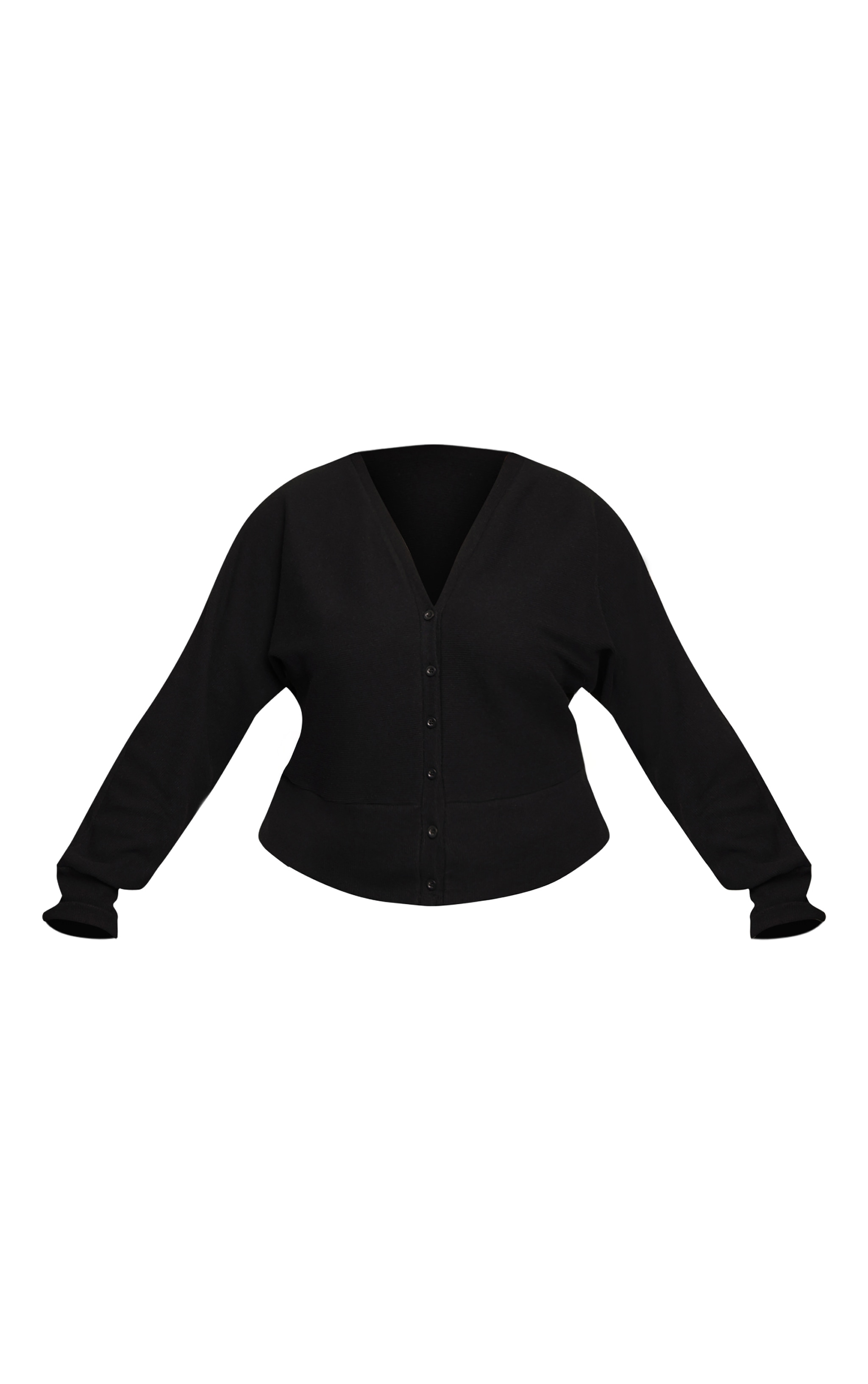 Plus Black Soft Ribbed Button Up Cardigan image 5