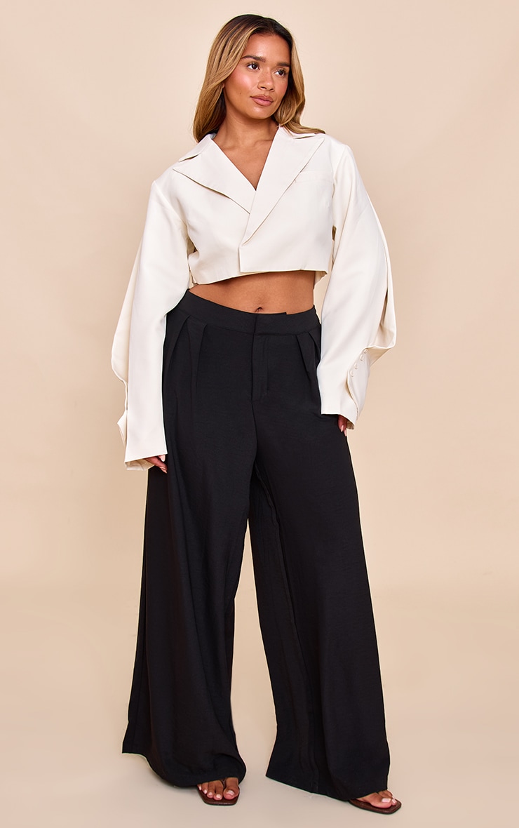 Veste courte Coupe Crème Cintrée à Manches Plissées et Taille Ajustable image 3