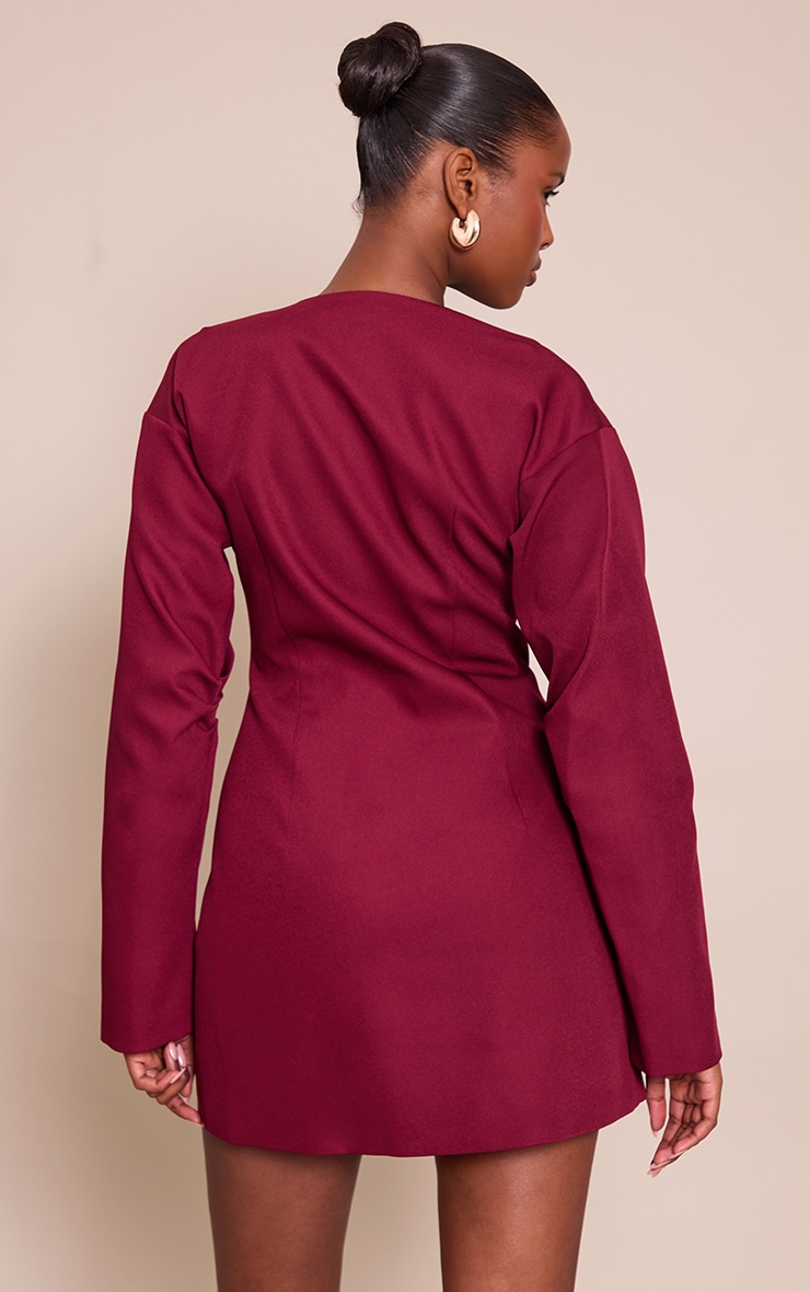 Plum Woven Balloon Sleeve Blazer Dress image 2