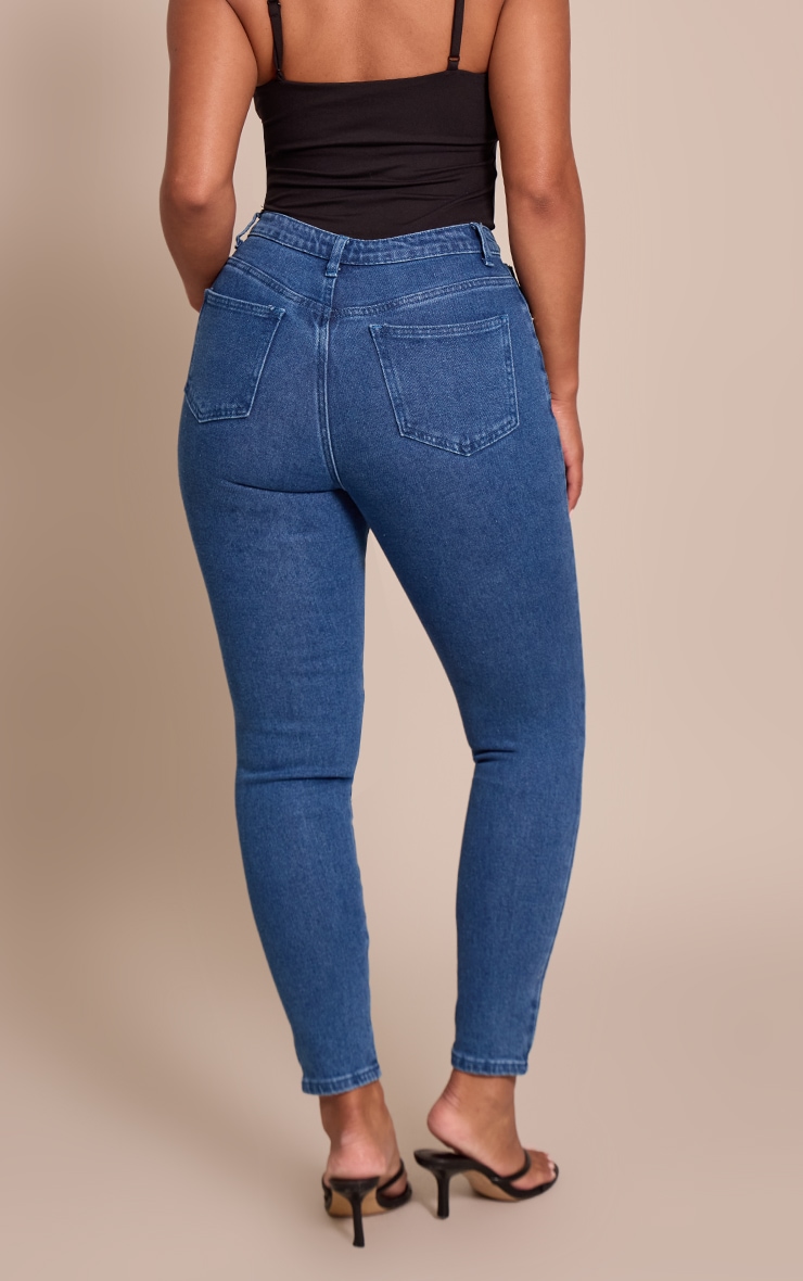 Shape Dark Blue Highwaisted Stretch Denim Pintuck Skinny Jeans image 2