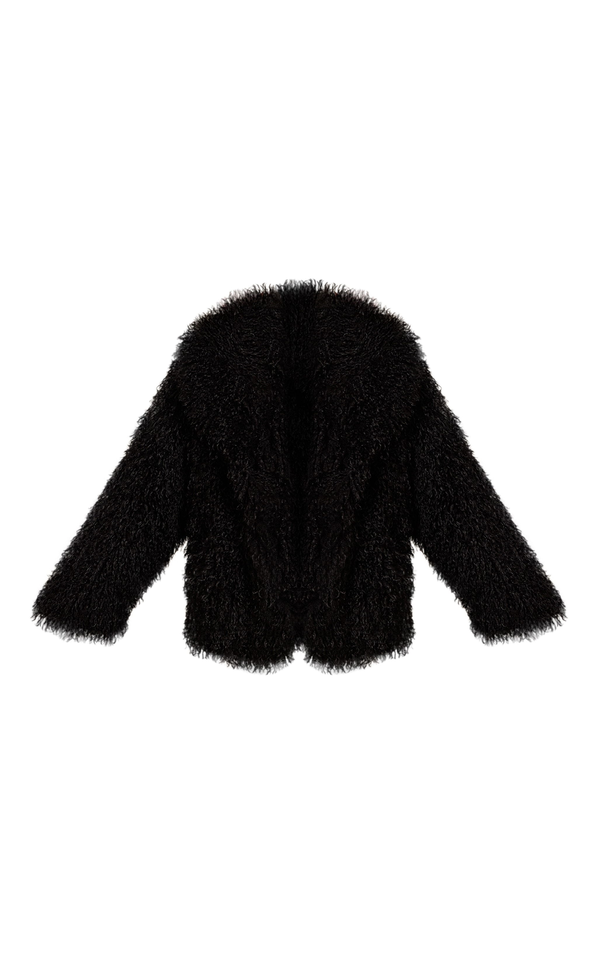 Black Mongolian Fur Midi Coat image 5