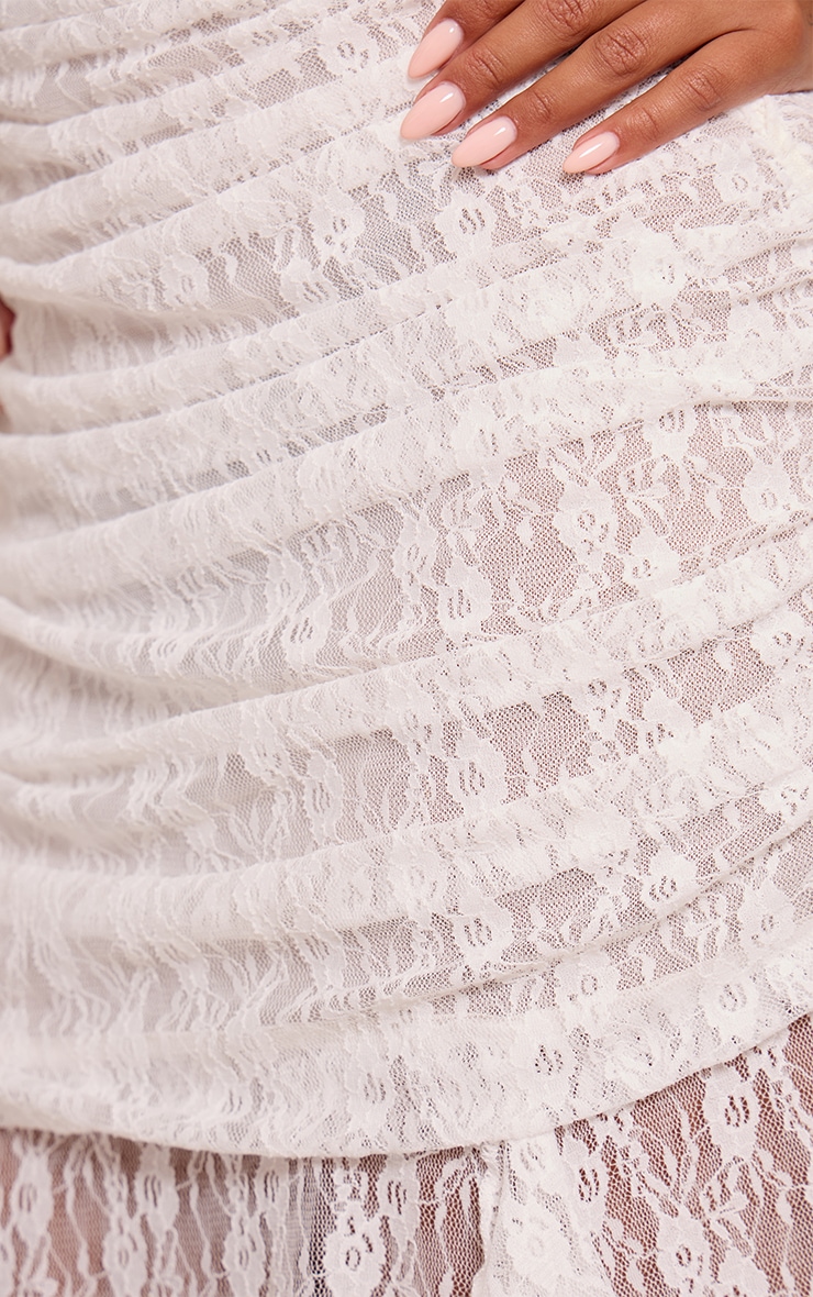 Shape White Lace Ruched Bodice Halterneck Maxi Dress image 4