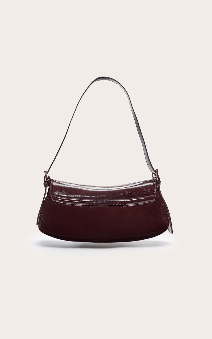 Burgundy Crinkle PU Buckle Shoulder Bag image 4