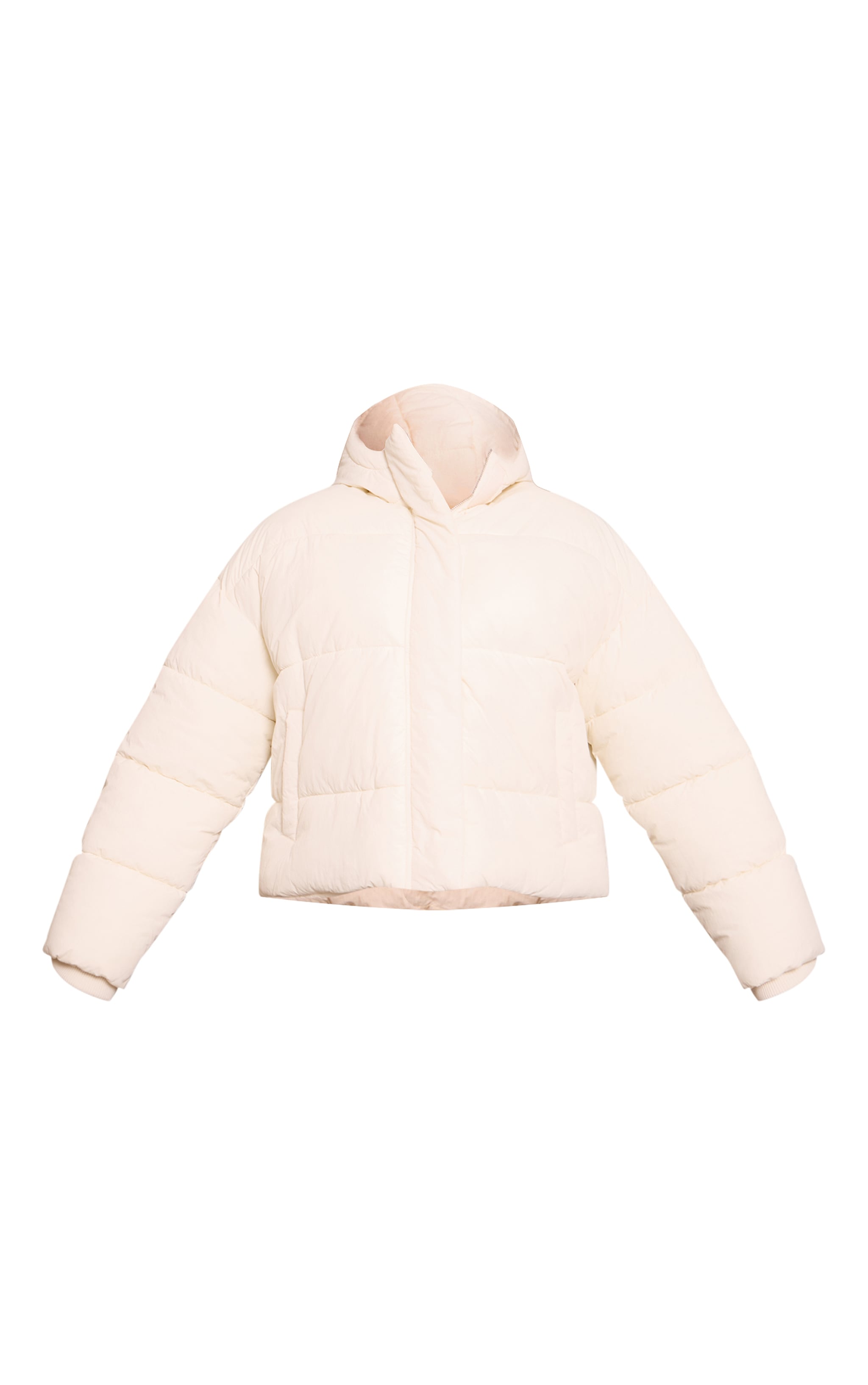 Plus Cream Cropped Drawstring Puffer Jacket image 5